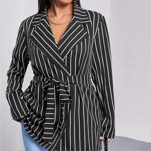 Striped blazer wrap top